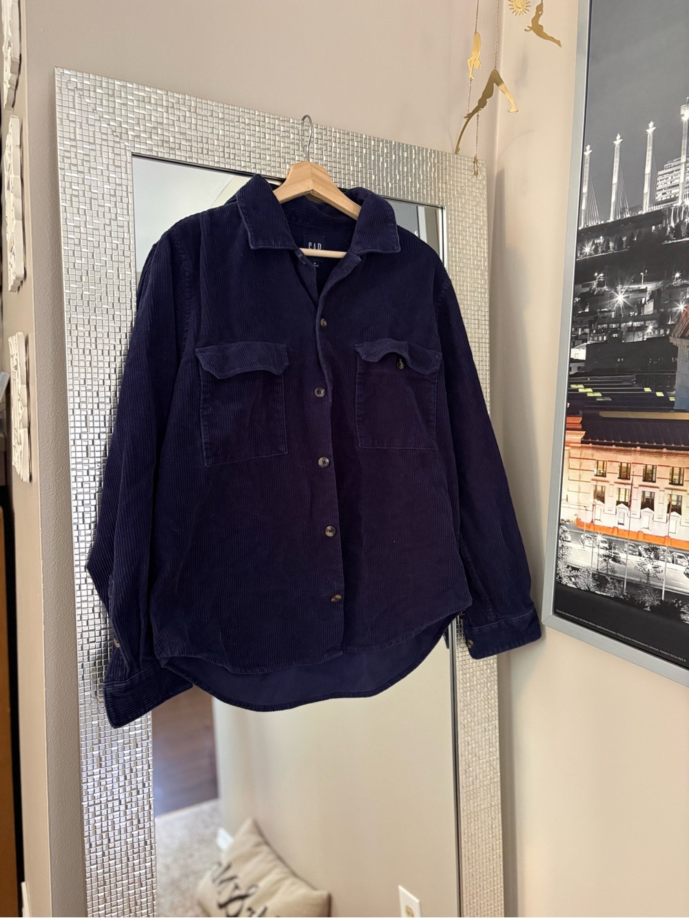 Gap Mens/Women's Navy Corduroy Button-Up Jacket